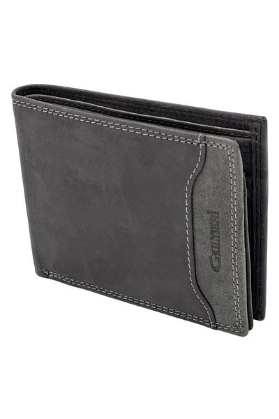 Micutz Slim Grey Leather Wallet for Men: No Clasp, 12x9x 2cm