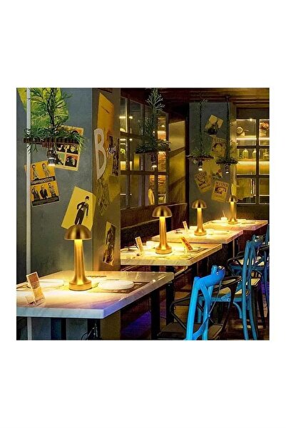 Cata CT-8429 Lizbon Mantar Gold Dokunmatik Şarjlı Dimmerli Masa Lambası