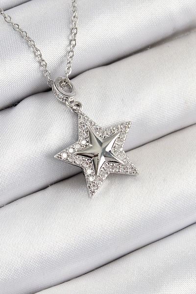 NETWORK ART Bfs 316L Steel Zircon Stone Star Model Silver Color Women's Necklace