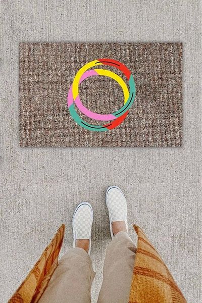 Mu Art Ahşap Bfs Digital Printing Decorative Ring Multicolor Door Mat K-1283