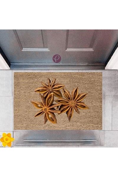 Mu Art Ahşap Bfs Door Mat Decorative Digital Printing Star Flower P-2428