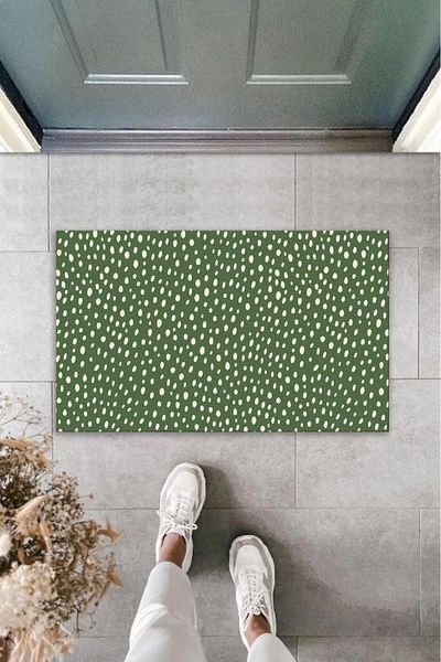 Mu Art Ahşap Bfs Decorative Digital Printing Green Drop Outdoor Mat K-2104