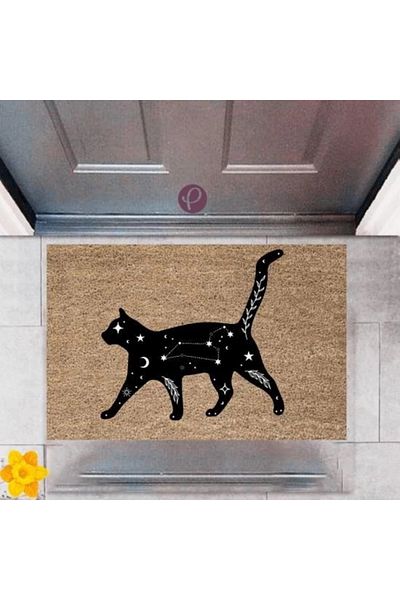 Mu Art Ahşap Bfs Door Mat Decorative Digital Printing Cat P-2496