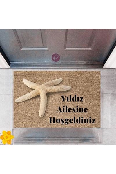 Mu Art Ahşap Bfs Door Mat Decorative Digital Printing Star P-2437
