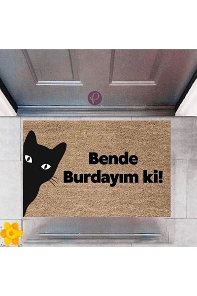 Mu Art Ahşap Bfs Door Mat Decorative Digital Printing I Am Here Ki P-2412