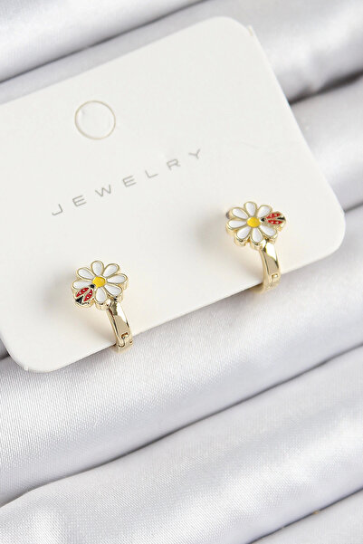 Belle Fusion Bfs Brass Daisy Model Gold Color Children's Earrings