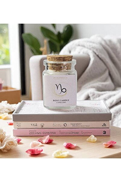 Pisidesa Oğlak Burcu Soya Wax Gül Mum – Doğal Kokulu Birthday Gift & Burç Mum