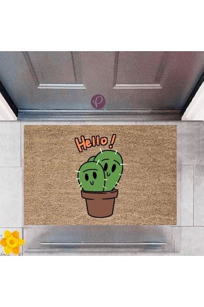 Mu Art Ahşap Bfs Door Mat Decorative Digital Printing Hello P-2507