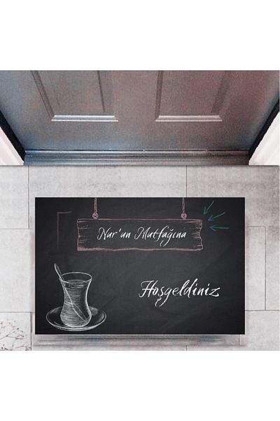 Mu Art Ahşap Bfs Door Mat Decorative Digital Printing Welcome to My Kitchen P-2456