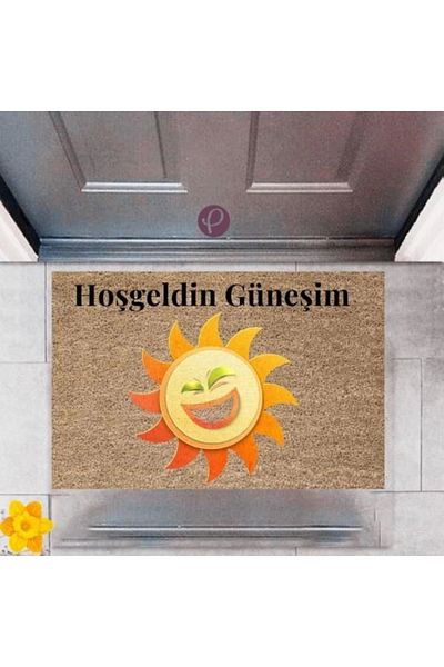 Mu Art Ahşap Bfs Door Mat Decorative Digital Printing Sun P-2435