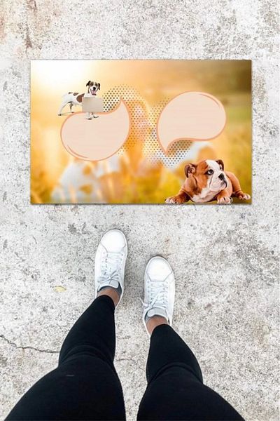 Mu Art Ahşap Bfs Digital Printing Colorful Dog Pattern Door Mat K-1033