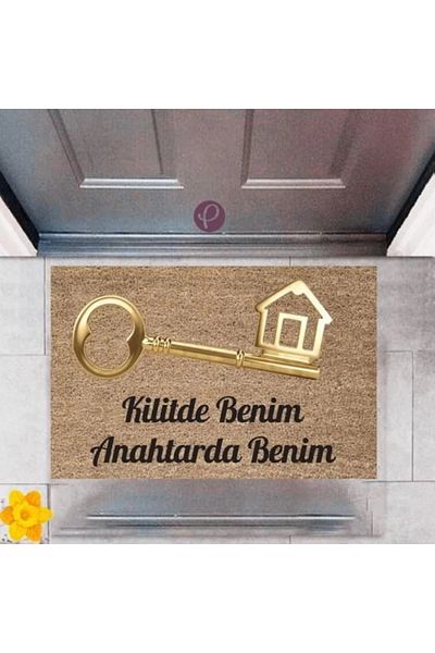 Mu Art Ahşap Bfs Door Mat Decorative Digital Printing Key P-2394