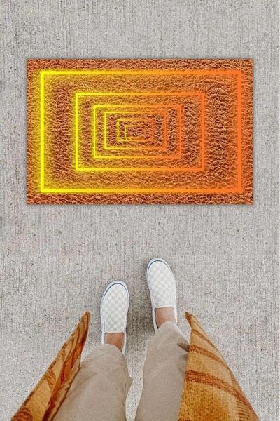 Mu Art Ahşap Bfs Digital Printing Decorative Stripe Brown Door Mat K-1244