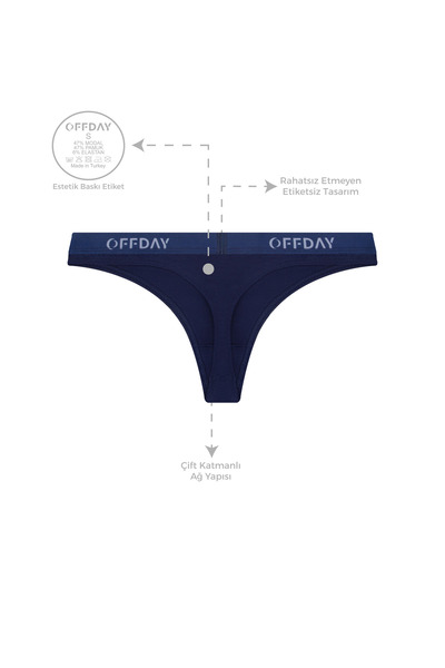 offday Essential Kadın Tanga 3'lü – Modal Pamuk, Doğal Yapı, Esnek Ve Terletmez, Kutulu
