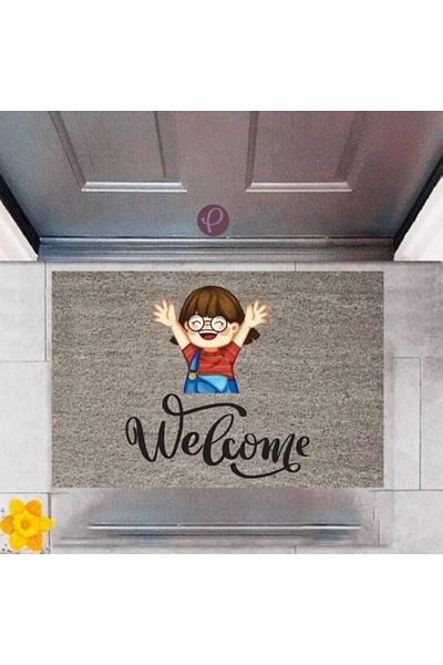Mu Art Ahşap Bfs Door Mat Decorative Digital Printing Welcome P-2355