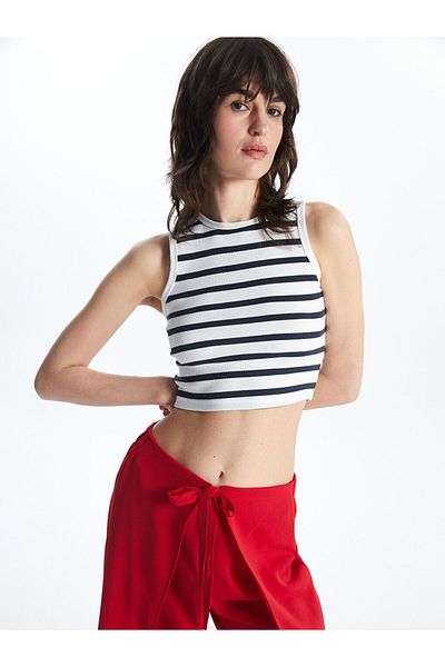 LC Waikiki Lcw Vision Crew Neck Striped Women's Crop