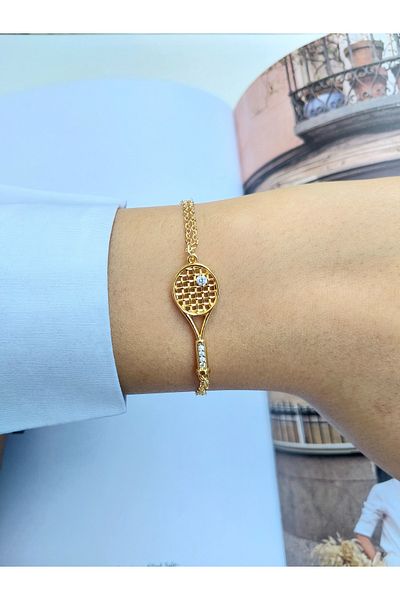 Alexis Carrel Zircon Stone Detailed Tennis Racket Bracelet