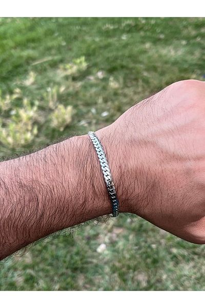 Alexis Carrel Men's Crushed Stainless Silver Steel Bracelet
