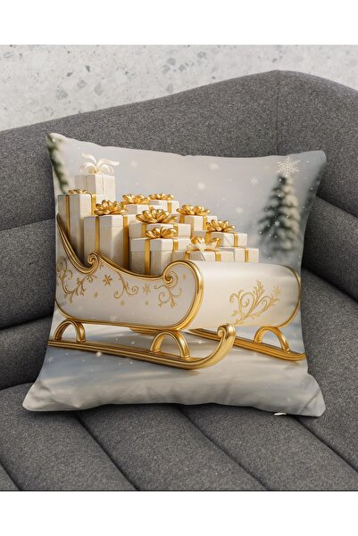 Şah Dekor Újévi témájú szánfenyő mintás 4 részes digitális nyomtatott ajándék párnahuzat