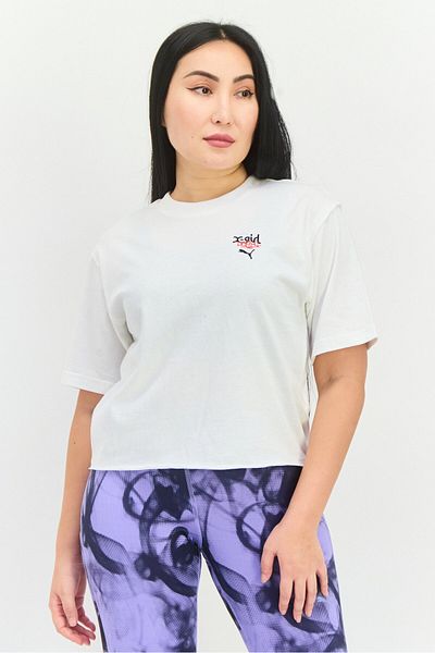 Puma X X-girl Women Sportswear Fit Short Sleeves Outdoor Crop Top, White