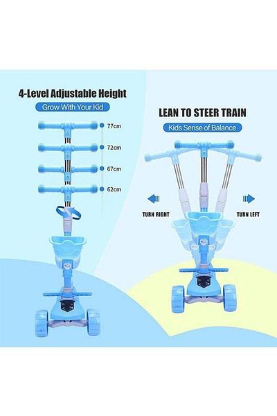 COOYA Boys and Girls' Game Children's Pedal Scooters,4 Adjustable Height Flash Wheels, Ultra Wide Deck