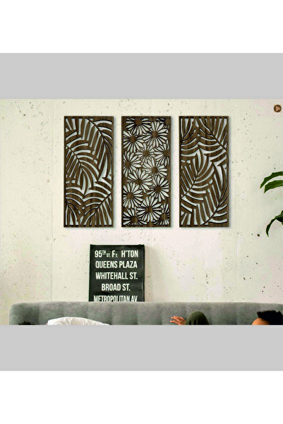 ouz dekor Ξύλινη διακόσμηση τοίχου 3 τεμαχίων - Διακοσμητικό πάνελ τοίχου με ...