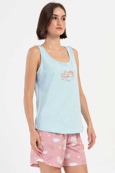 VİENETTA Бавовняний жіночий піжамний комплект з широкими бретелями та шортами, 407004