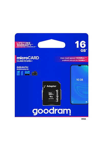 Goodram Card de memorie microSD Goodram 16GB,UHS I,cls 10 + adaptor, M1AA-0160R12