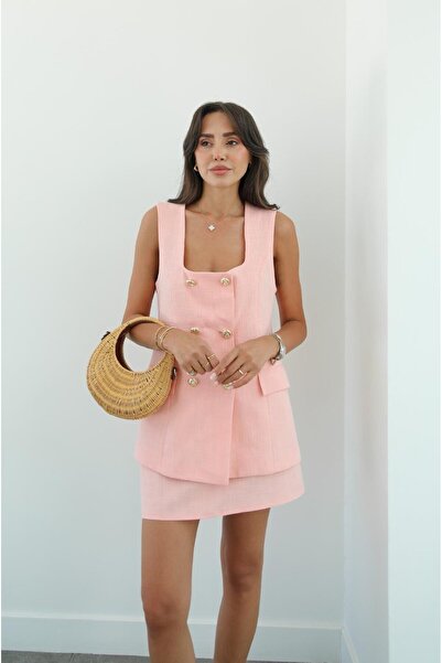 Havoş Salmon Reba Vest Skirt Suit