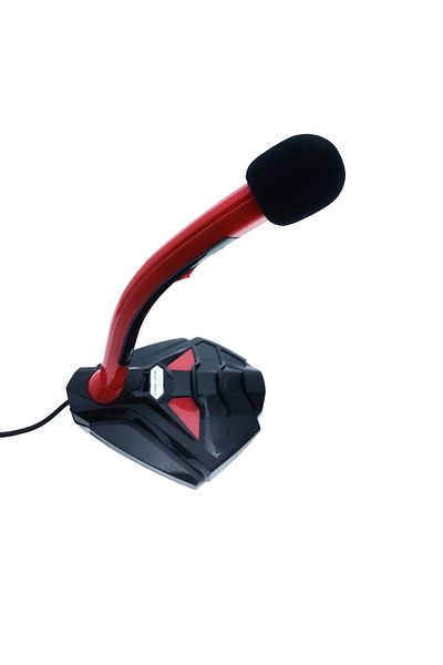 OEM K1 gaming microphone, with base 120 x104 mm, cable length 140 cm, USB connector, black with red