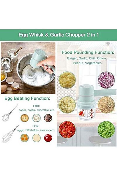COOYA Electric Hand Mixer 3-Speed Adjustable Handheld Mixer USB Rechargeable Egg Beater Portable