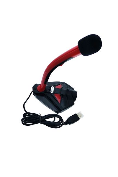 OEM K1 gaming microphone, with base 120 x104 mm, cable length 140 cm, USB connector, black with red