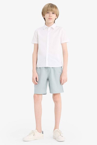DeFacto Boy's Polo Neck Poplin Short Sleeve Shirt A4280A825Au
