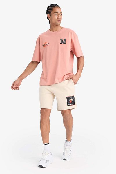 DeFacto Defactofit Nba Miami Heat Standard Fit Short Leg Waffle Shorts E4008Ax25Sm