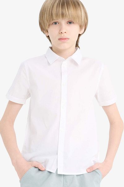 DeFacto Boy's Polo Neck Poplin Short Sleeve Shirt A4280A825Au