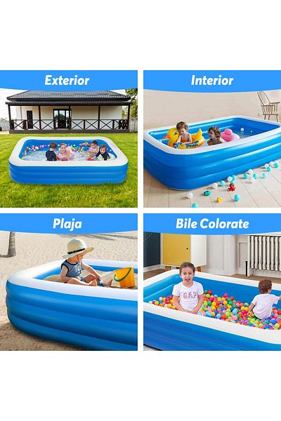 Pitikot Pitikot® Rectangular Inflatable Pool, for Adults or Children 3+ Years, 180x130x56 cm