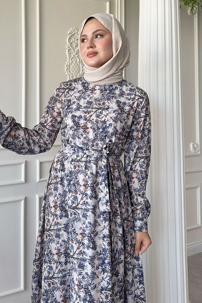 InStyle Φόρεμα Μπλε Σατέν Άγιο Λουλούδι