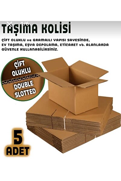 TİBOX AMBALAJ 5 Adet 40x30x30 tek Oluklu Taşıma Taşınma Karton Çeyiz Arşiv Kitap Boş Koli