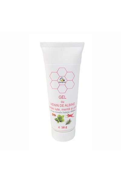 StrongLife Gel revigorant cu venin de albine - 50g, ardei iute, menta si pin