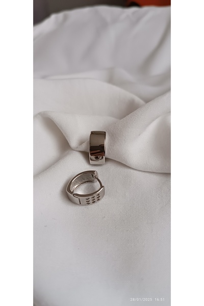 ARİ TAKI Plate Oval Steel Earrings