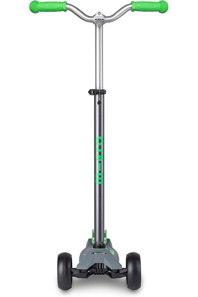 Micro Maxi Deluxe Pro Grey/Green | LED Wheel Scooter for Kids 3-5 Years