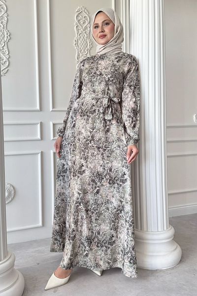 InStyle Σατέν πράσινο φόρεμα με μοτίβο Ivy Flora