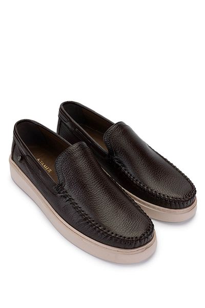 Tamer Tanca Men's Genuine Leather Brown Loafer Shoes