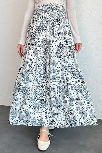 InStyle Fusta din viscoză gri cu flori de iederă