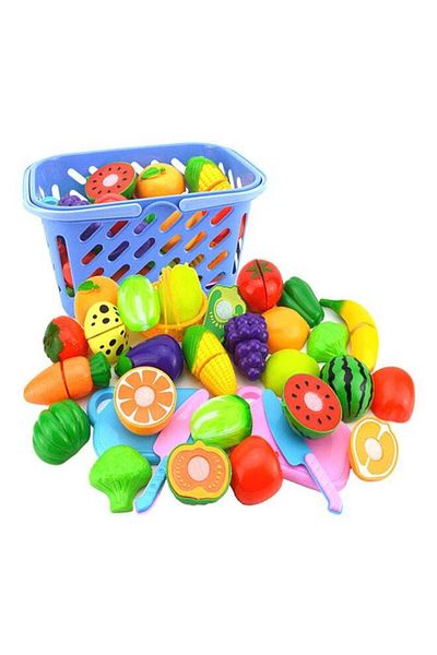 LIXADA 25 Pieces Play Food Vegetables and Fruits Set for Kids Pretend Food Cutting Toy
