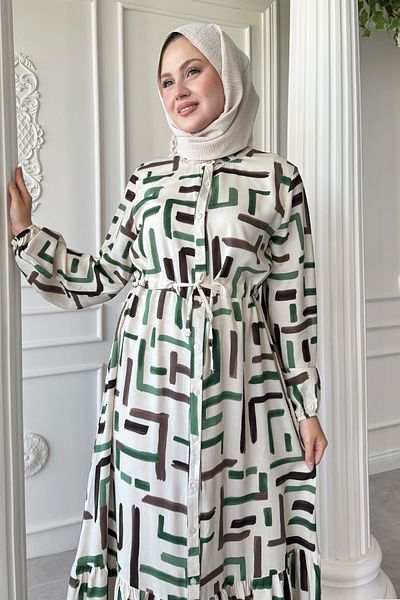 InStyle Φόρεμα με μοτίβο κοπής πράσινη βισκόζη