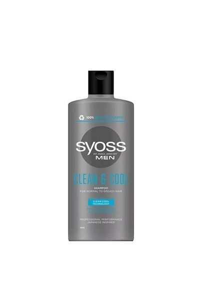 Syoss Men Clean & Cool Shampoo for Normal to Oily Hair, 440 ml