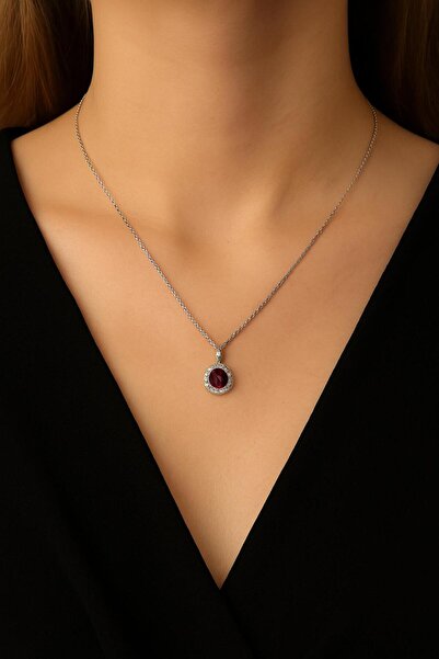 925 ayar safir taşlı oval kolye