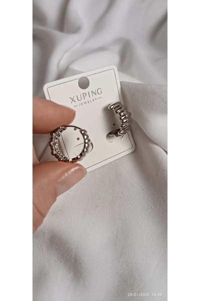 ARİ TAKI Steel Earrings with Full Ring Line Details