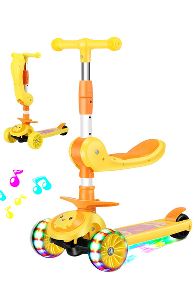 Ma Baby سكوتر ركل للأطفال 3 في 1، مع عجلة وامضة وارتفاع قابل للتعديل